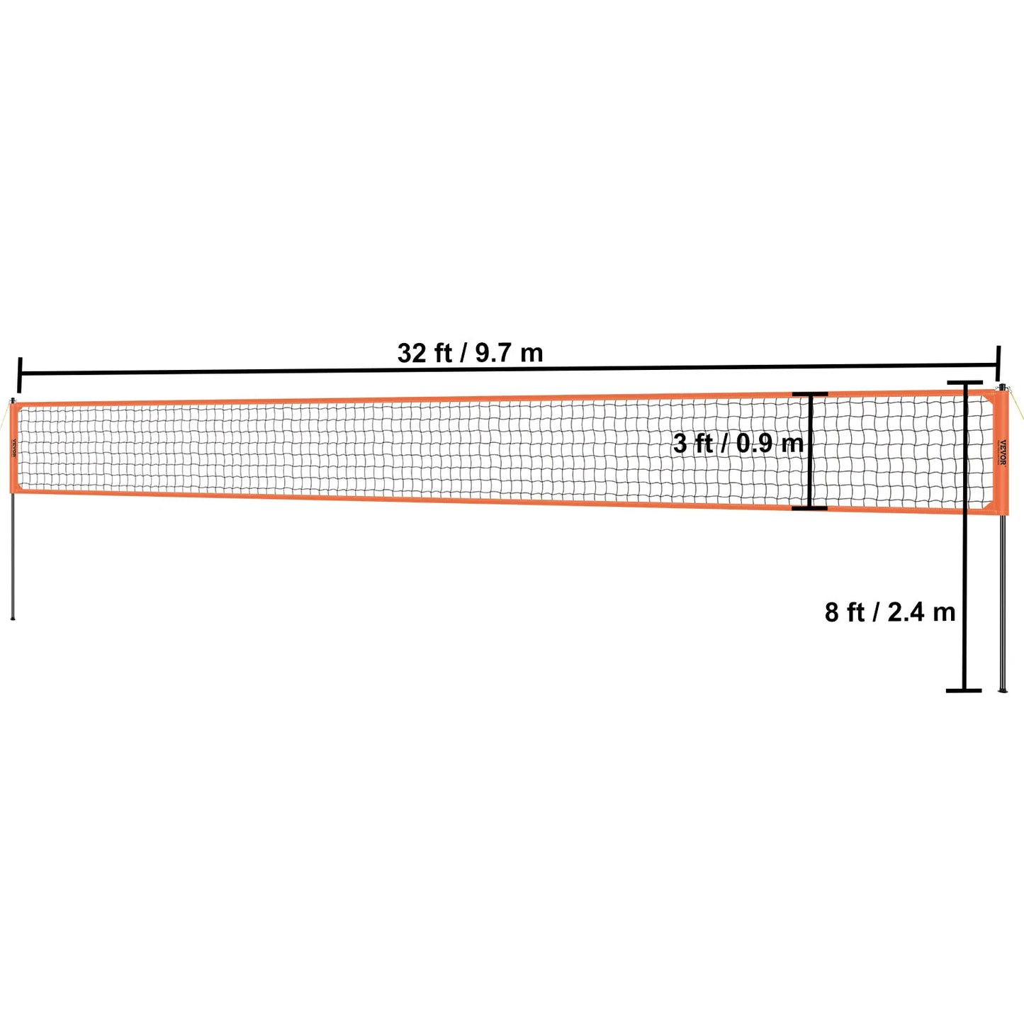 VEVOR Outdoor Volleyball Net System Adjustable Height Steel Poles with PVC Volleyball Pump Carrying Bag for Backyard Beach Lawn - Jimmys Supplies