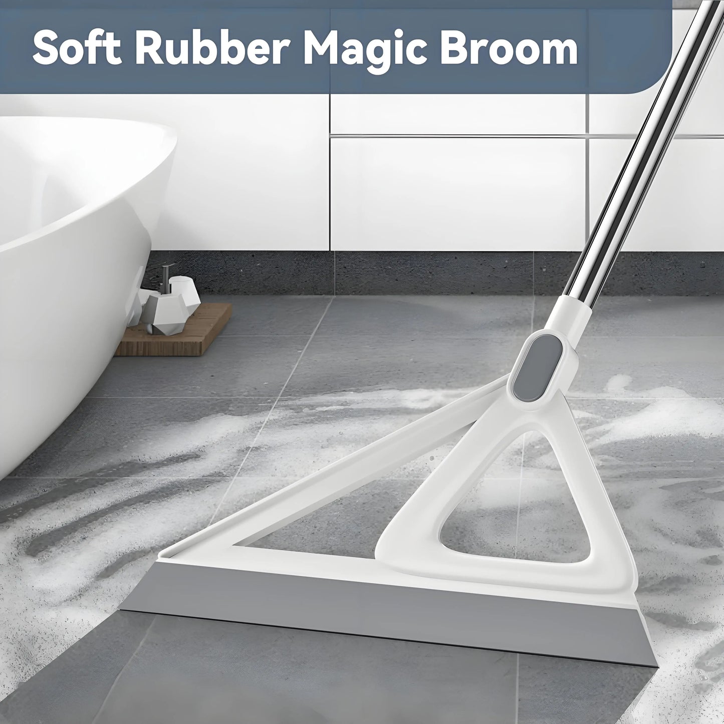 Magic Silicone Squeegee Broom | 2-in-1 Floor & Glass Cleaner | Quick-Dry Streak-Free for Bathroom Kitchen Floors