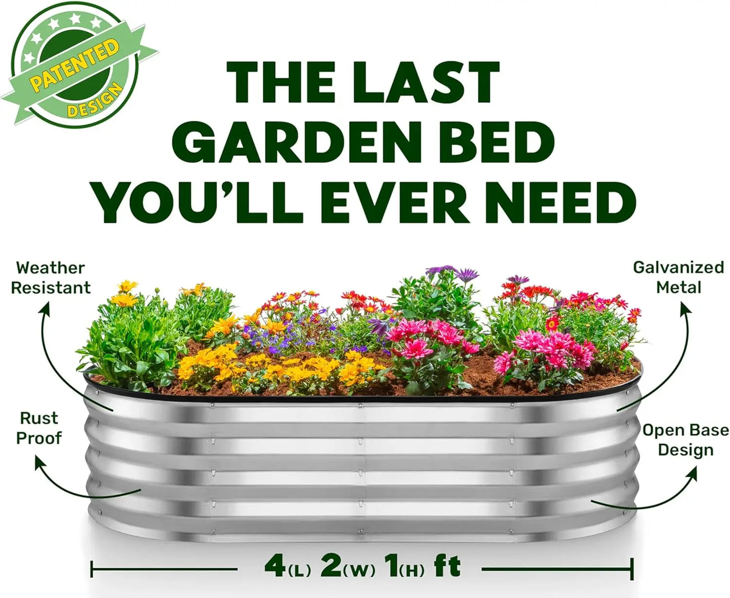 Galvanized Raised Garden Beds Outdoor // 4×2×1 ft (2-Pack) Planter Raised Beds for Gardening, Vegetables