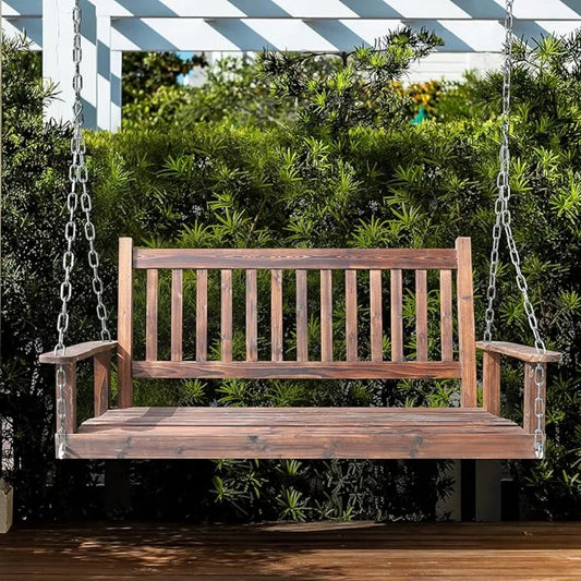 Outdoor Patio Hanging Wooden Porch Swing 5FT Rustic - Jimmys Supplies