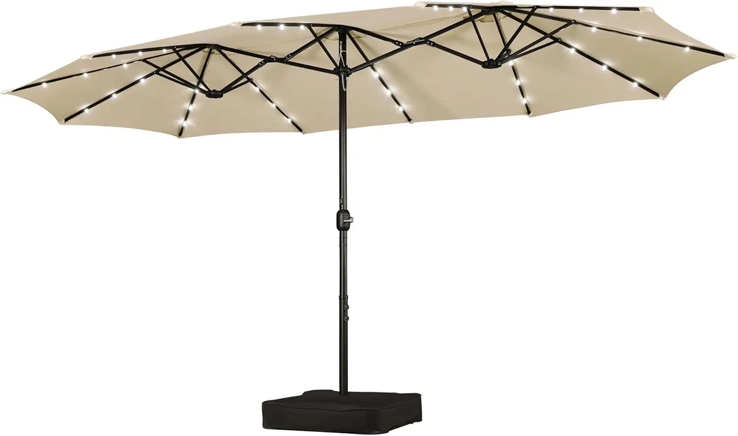 Customizable 15 ft Large Patio with Solar LED, Double-Sided Rectangle  Outdoor Market Umbrellas