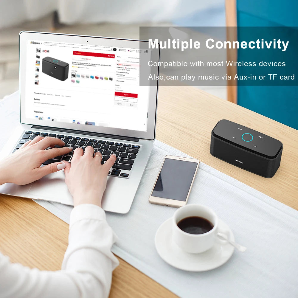 DOSS 12W Portable Speaker Bluetooth 5.0 Superior Sound Music Box Built-in Microphone Hands Free 20H Playtime Wireless Speakers - Jimmys Supplies