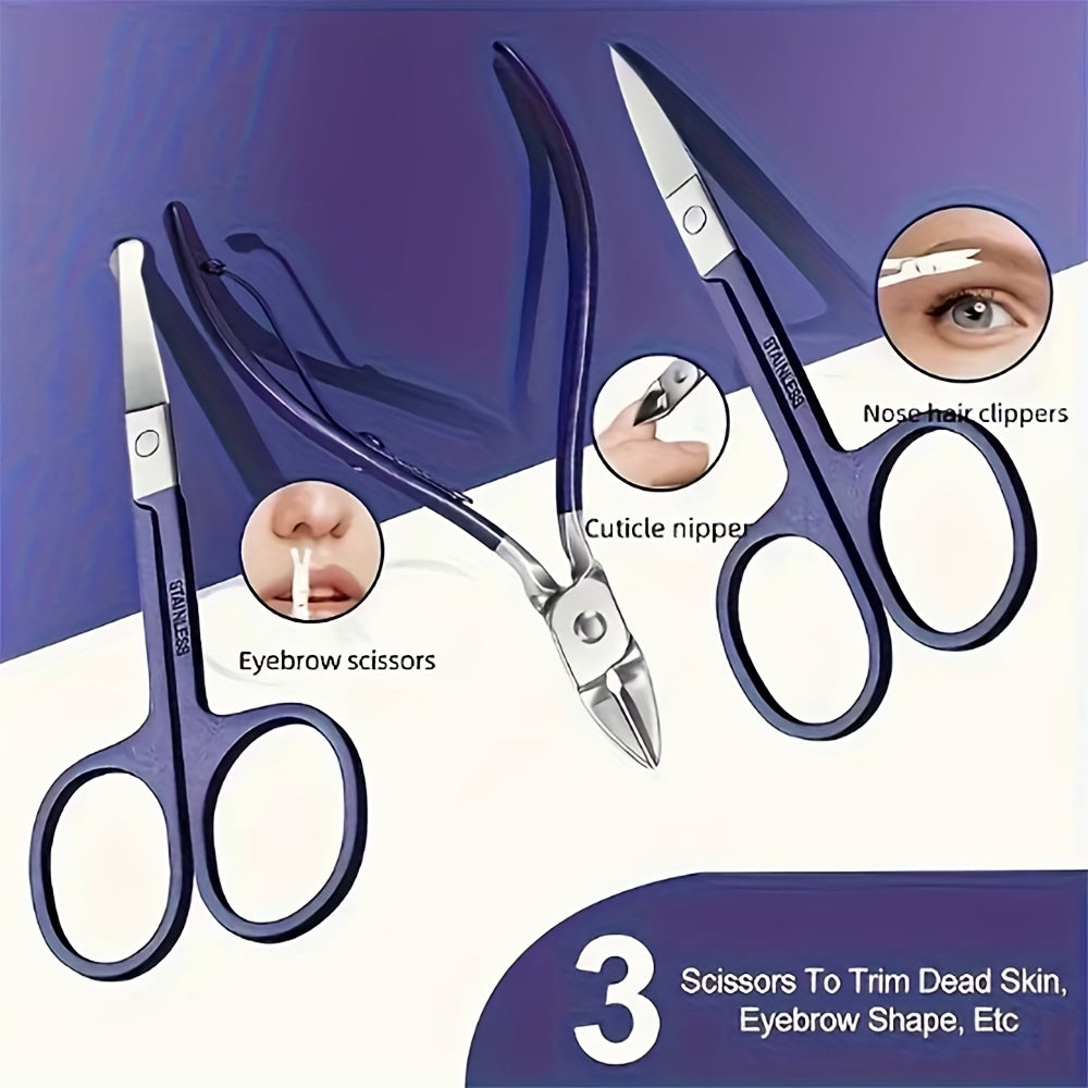 30 Pieces Professional Nail Care Kit Blue Manicure Set with Nail Clippers Cuticle Scissors and Nail Files Portable Travel Case Pedicure Tools for Home and Travel Use - Jimmys Supplies