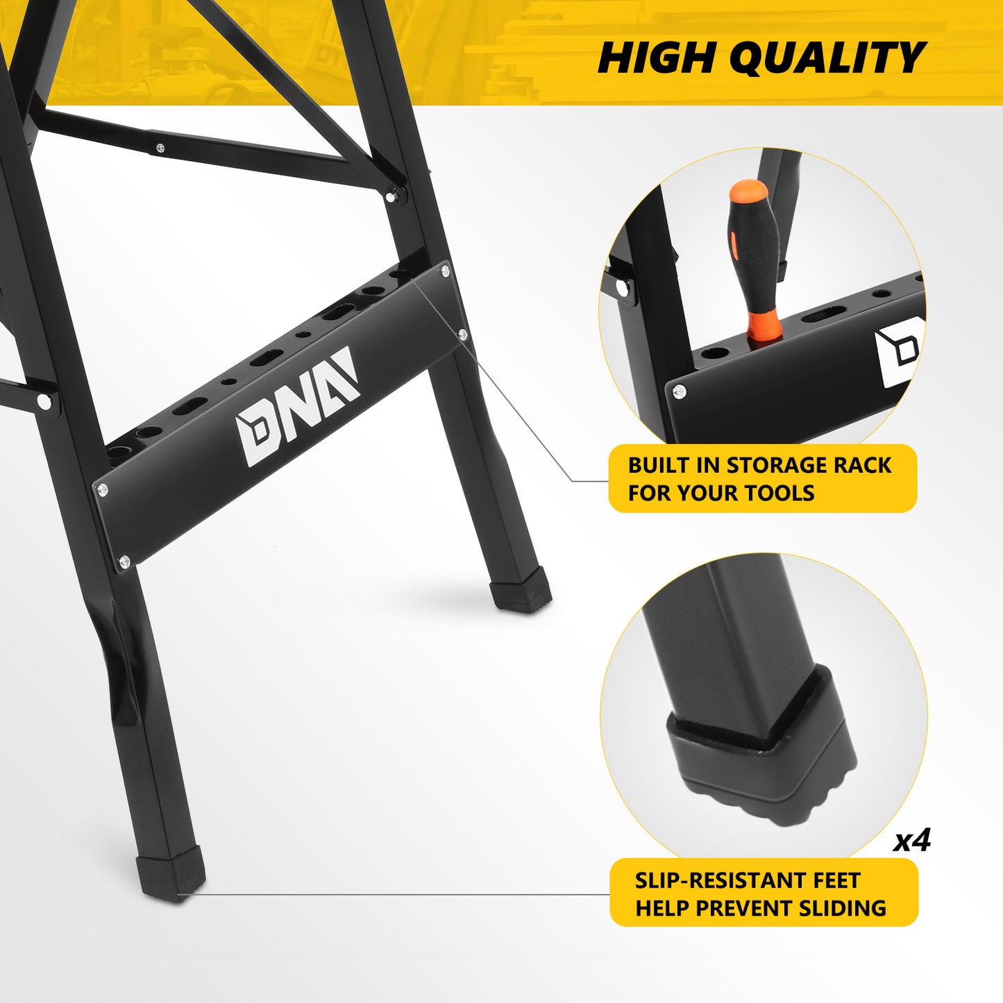 DNA MOTORING Adjustable Portable Foldable Workbench with Measuring Ruler and Protractor for Garage Home DIY and Carpentry - Jimmys Supplies