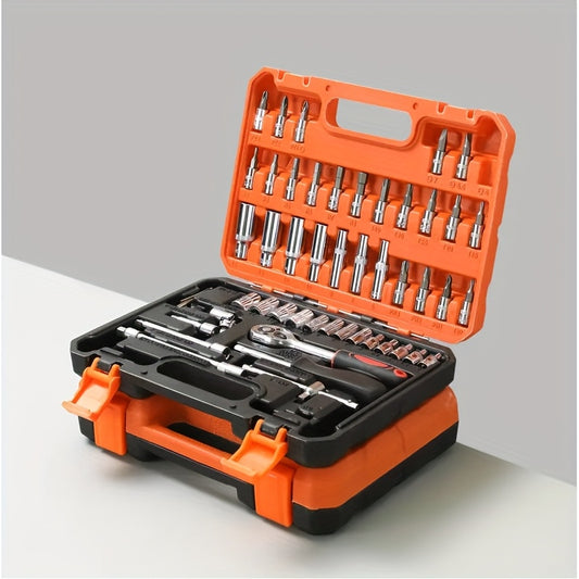 53 Piece 216 Piece Cr-V Impact Socket Set 3/8 Inch Drive 6 Point Design SAE 5/16 Inch to 3/4 Inch and Metric 8 to 22mm Sizes Includes Ratchet Handle Extension Bar Joint and Gloves - Jimmys Supplies