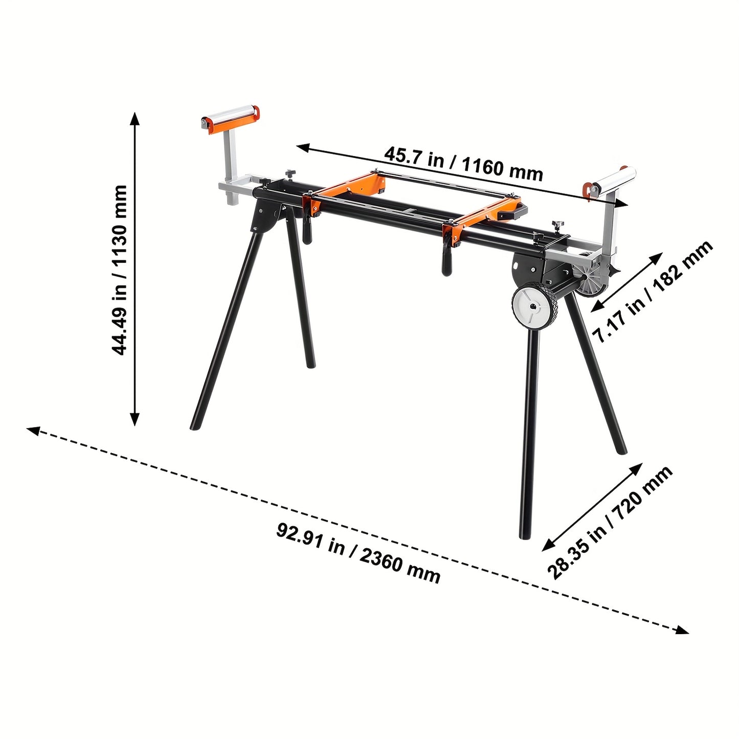 Happybuy Heavy Duty Collapsible Miter Saw Stand with 300 330 550lbs Capacity One Piece Brackets Clamps 36 78 89 Inch Compact and Foldable for Easy Storage - Jimmys Supplies