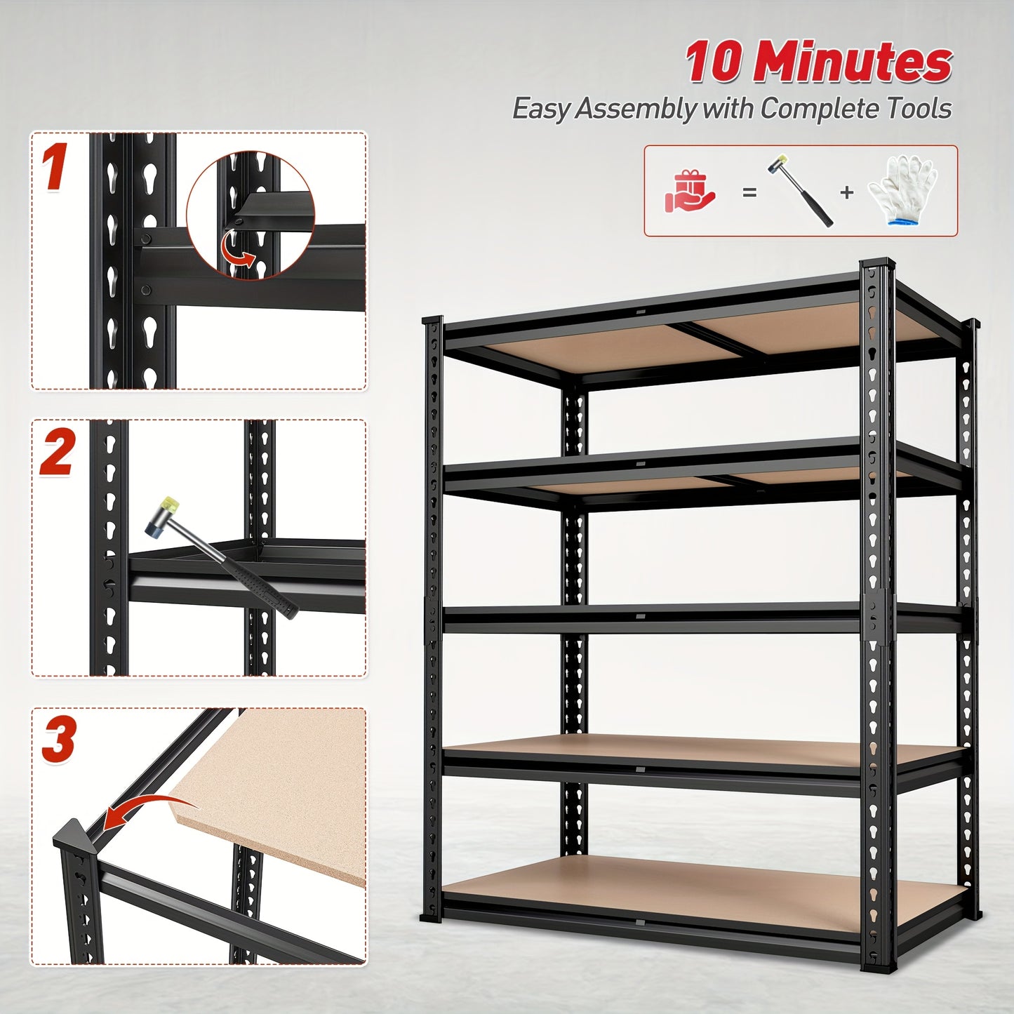 Heavy Duty 5 Tier 2000 Pounds Metal Shelving Unit Adjustable Garage Storage Rack 72 Inches High 35.5 Inches Wide 15.8 Inches Deep Utility Shelf For Basement Pantry Closet - Jimmys Supplies