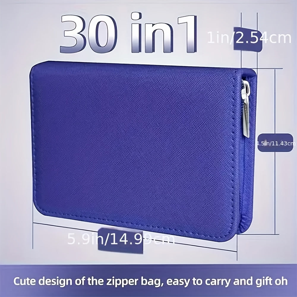 30 Pieces Professional Nail Care Kit Blue Manicure Set with Nail Clippers Cuticle Scissors and Nail Files Portable Travel Case Pedicure Tools for Home and Travel Use - Jimmys Supplies