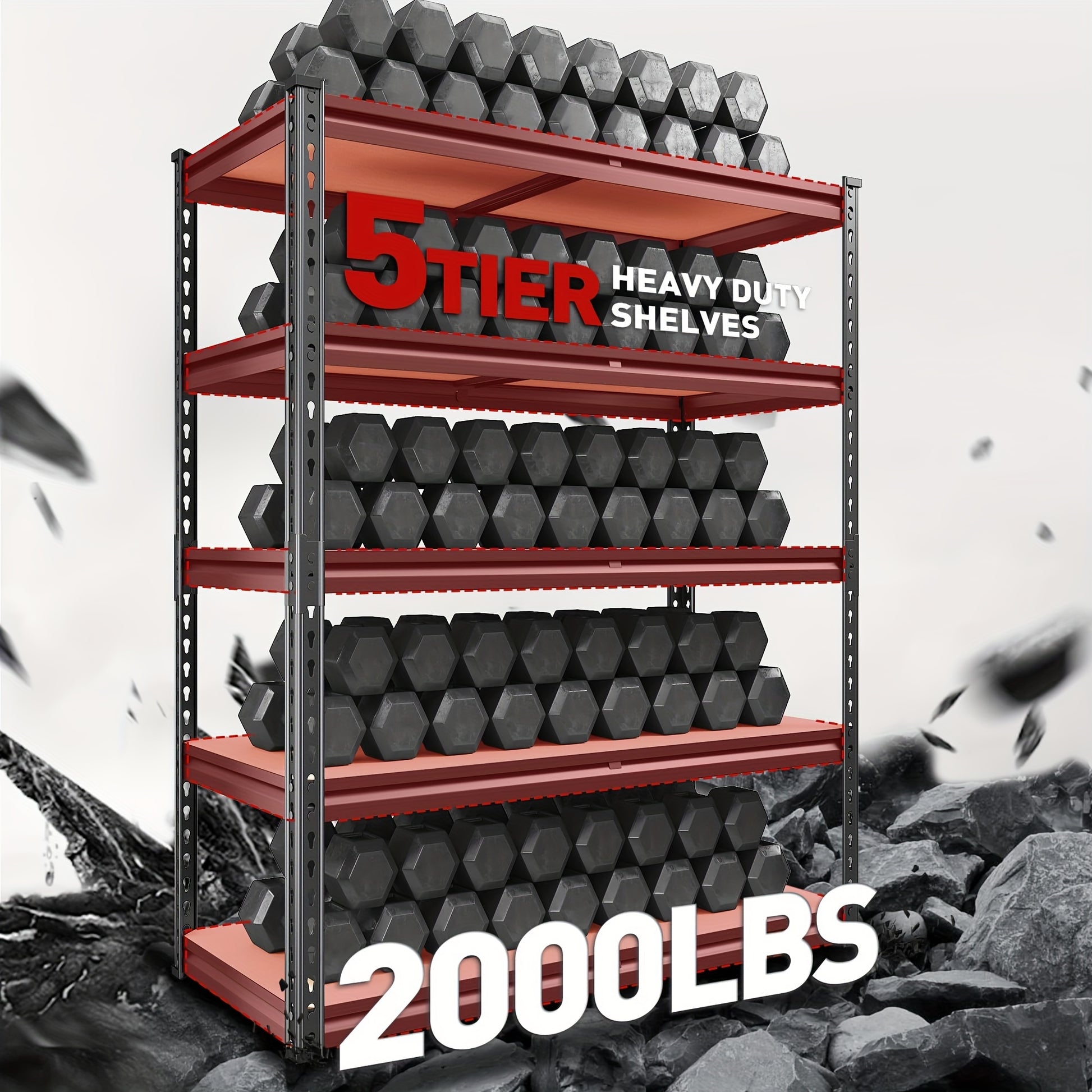 Heavy Duty 5 Tier 2000 Pounds Metal Shelving Unit Adjustable Garage Storage Rack 72 Inches High 35.5 Inches Wide 15.8 Inches Deep Utility Shelf For Basement Pantry Closet - Jimmys Supplies