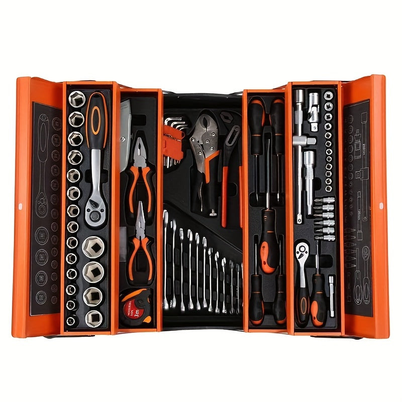85 Piece Multifunctional Hand Tool Set Portable Automotive Repair Kit Metal Toolbox Socket Wrench Set - Jimmys Supplies